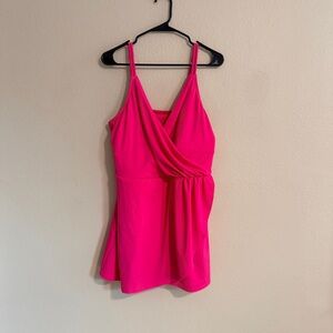 Lands End Tulip Wrap Swim Dress One Piece Swimsuit